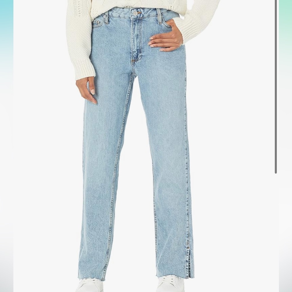 The Drop Women's Ian Mid Rise Relaxed Straight Side Slit Detail Size 27